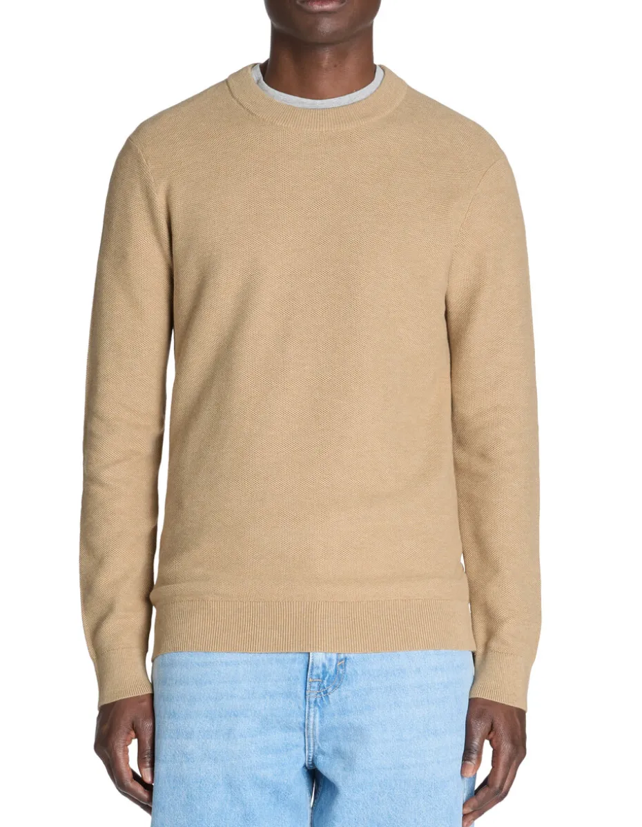 Ronde hals trui 100% katoen - beige
