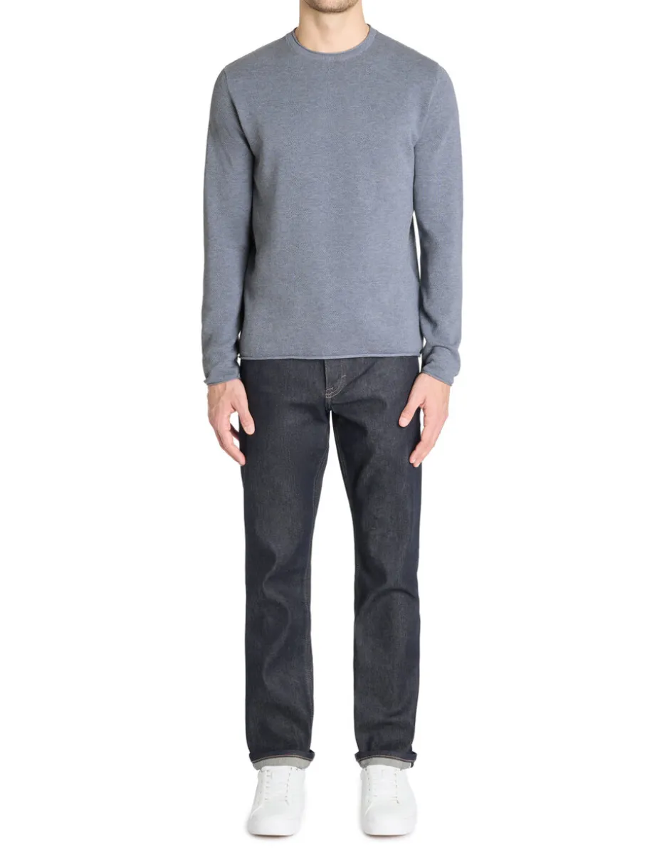 Ronde hals trui 100% katoen - blauw