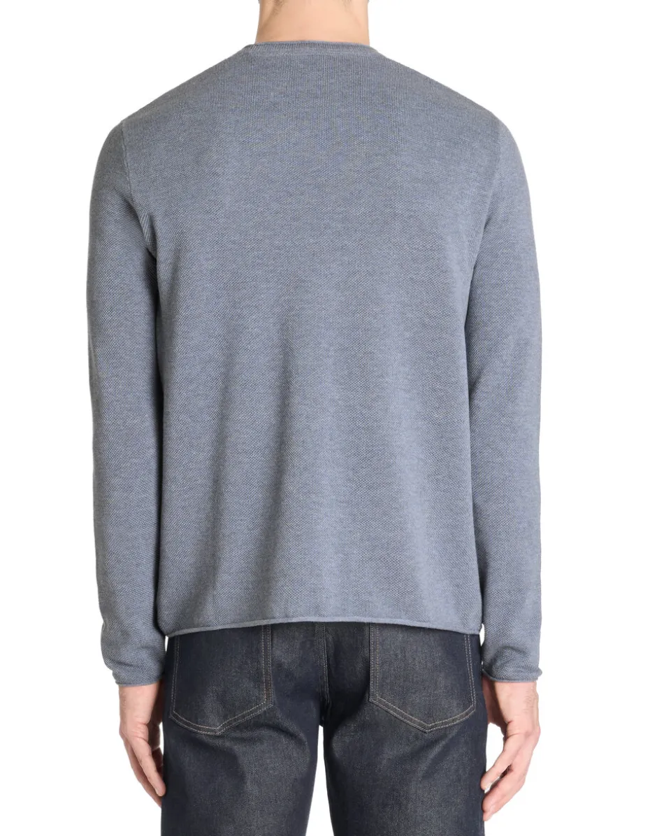 Ronde hals trui 100% katoen - blauw