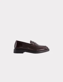 Ronde leren loafer - bruin
