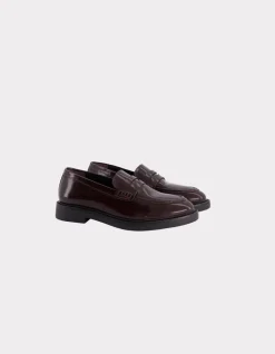 Ronde leren loafer - bruin