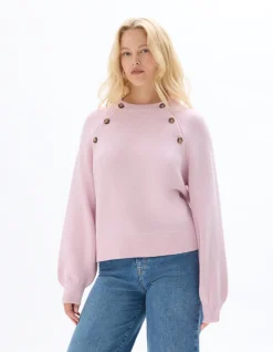 Rondehalstrui met sierknopen - roze