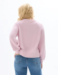 Rondehalstrui met sierknopen - roze