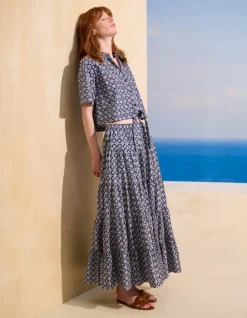 Saint-Tropez - Marineblauwe rok met ruches