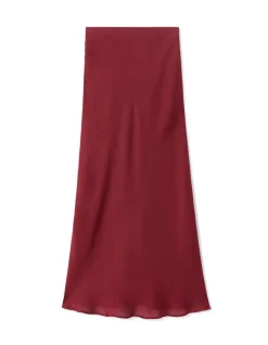 Satijnen midi-rok - Rood