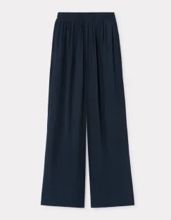 Satijnen vloeiende broek - marineblauw