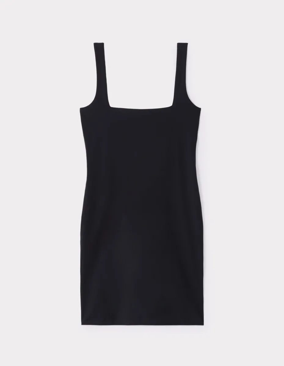 Second skin jurk basis met dunne bandjes – zwart