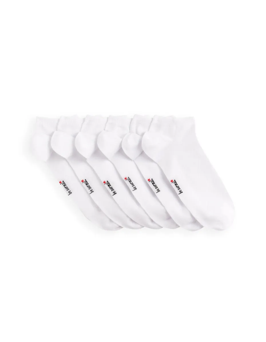 Set van 6 paar korte sokken van gemengd katoen - wit