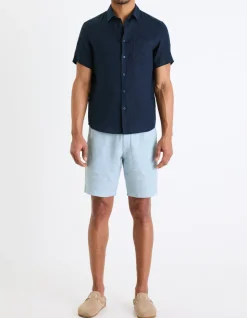 Shirt Regular Fit 100% linnen - marineblauw