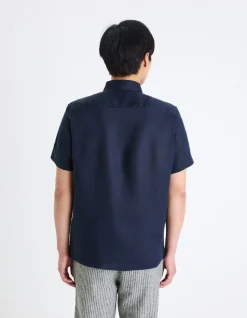 Shirt Regular Fit 100% linnen - marineblauw
