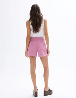 Short met sierknopen - roze