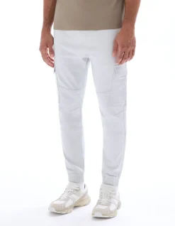Slim cargobroek van stretchkatoen - ecru