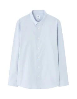 Slim fit 100% katoen dobby hemd - lichtblauw