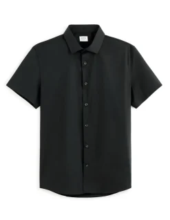 Slim fit blouse in stretch katoen - zwart