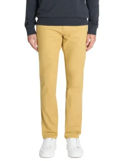 Slim fit broek 100% stretchkatoen - geel