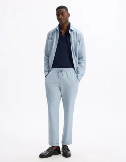 Slim fit broek 100% stretchkatoen - lichtblauw