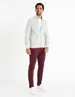 Slim fit chinobroek van katoenstretch - bordeaux