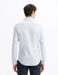 Slim fit hemd in stretch katoen - lichtblauw
