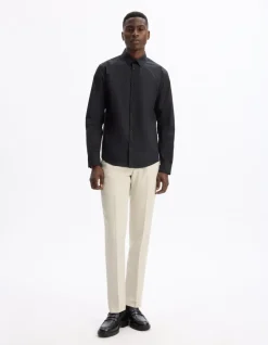 Slim fit hemd van stretchkatoen - zwart