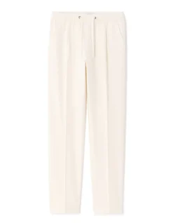 Slim fit katoen-linnen stretch broek - ecru