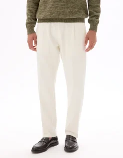 Slim fit katoen-linnen stretch broek - ecru