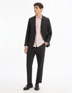Slim fit kreukvrij blazer - zwart