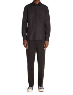 Slim fit overhemd 100% katoen popeline - zwart