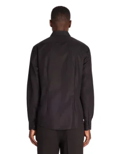 Slim fit overhemd 100% katoen popeline - zwart