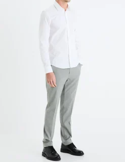 Slim fit overhemd 100% katoen popeline - wit
