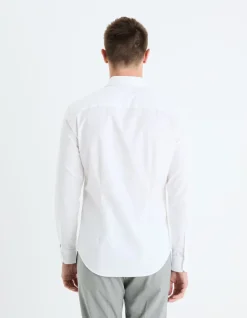 Slim fit overhemd 100% katoen popeline - wit