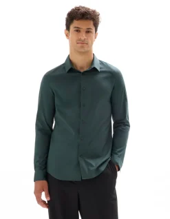 Slim fit Overhemd in stretchkatoen - Groen