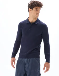 Slim fit polotrui 100% katoen - marineblauw