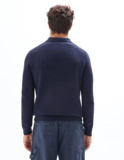 Slim fit polotrui 100% katoen - marineblauw