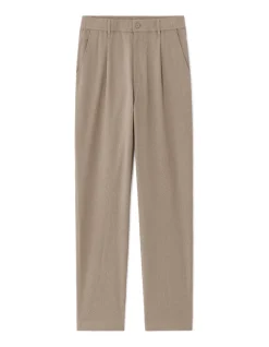 Slim fit seersucker broek voor de hele dag - beige