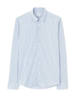 Slim fit shirt met Franse kraag - blauw