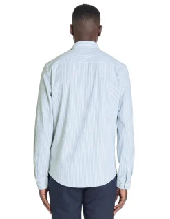 Slim fit shirt met Franse kraag - blauw