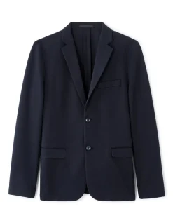 Slim fit stretch blazer met structuur - marineblauw