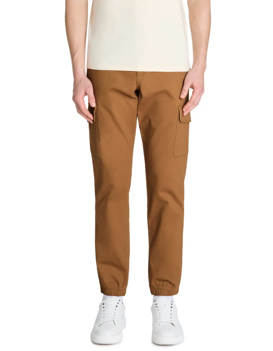 Slim fit stretch katoenen cargobroek - beige