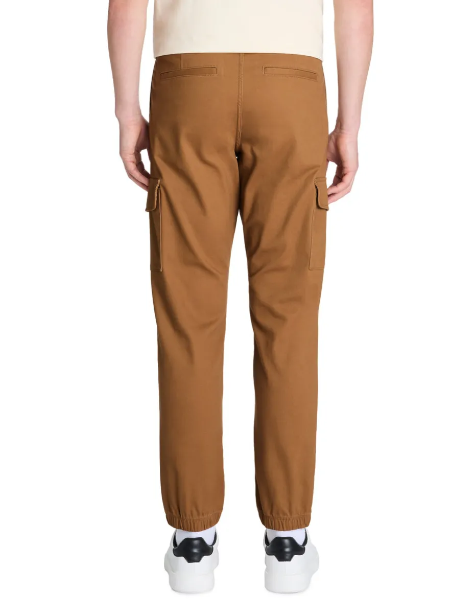 Slim fit stretch katoenen cargobroek - beige