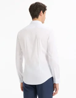Slim fit stretch katoenen hemd - wit