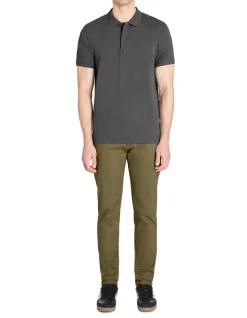 Slim fit stretch katoenen chino broek - taupe