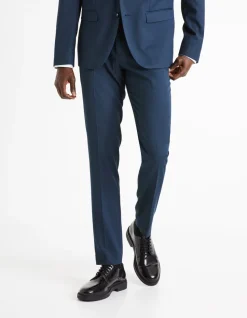 Slim fit stretch kostuumbroek - marine
