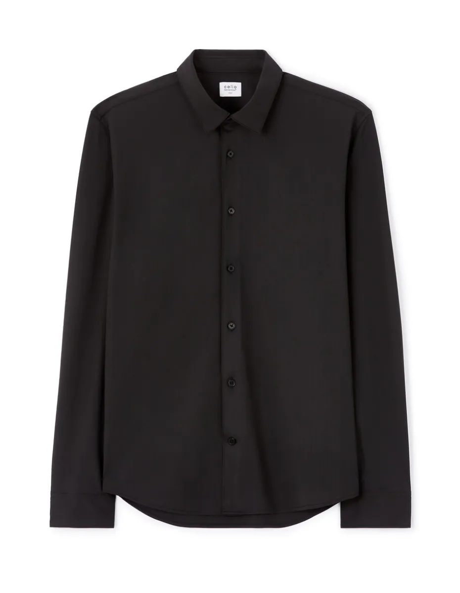 Slim fit stretch shirt - zwart