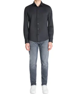 Slim fit stretch shirt - zwart