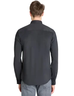 Slim fit stretch shirt - zwart