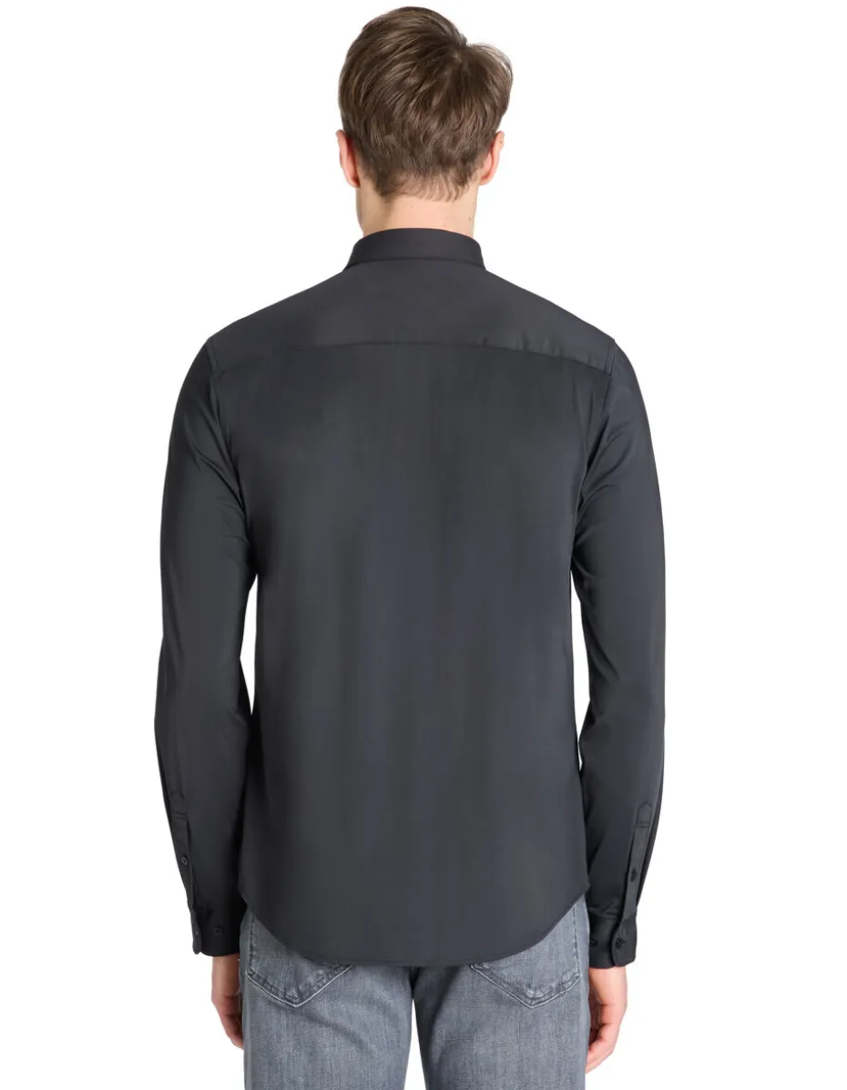 Slim fit stretch shirt - zwart