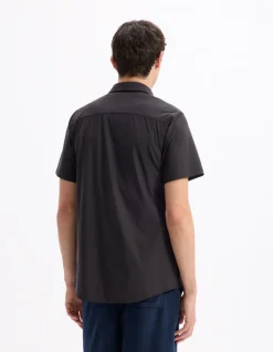 Slim fit stretch shirt - zwart