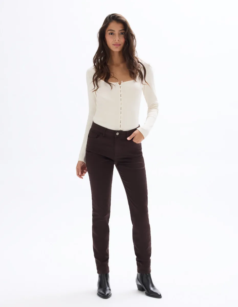 Slim fit super stretch broek - Bruin