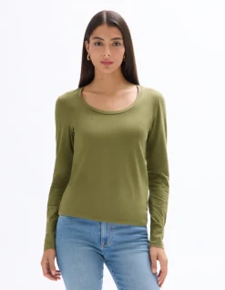 Slim fit T-shirt met lange mouwen - groen