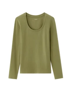 Slim fit T-shirt met lange mouwen - groen